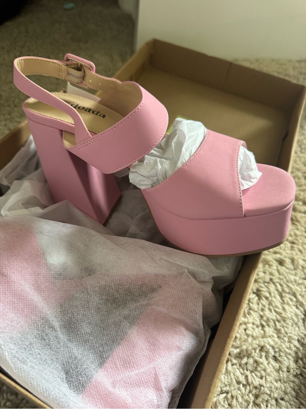 Platform Block Heel Sandals in Pink - Picture 2 of 2